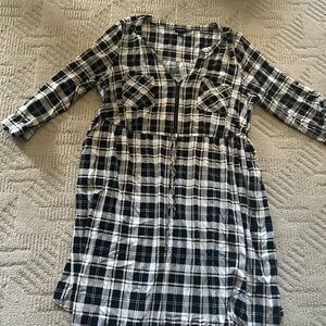 Torrid Black and Cream Plaid Top